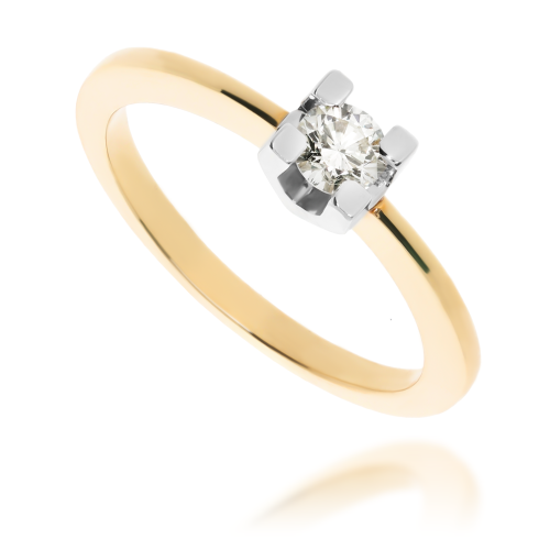 Złoty pierścionek zaręczynowy z diamentem 585