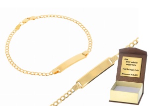 Złota bransoletka z blaszką Próby 585