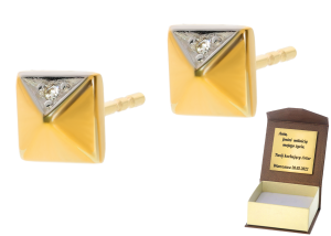 Złote kolczyki z diamentami próby 585 