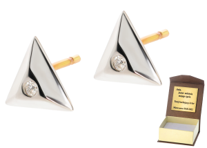 Złote kolczyki z diamentami białe złoto próby 585 