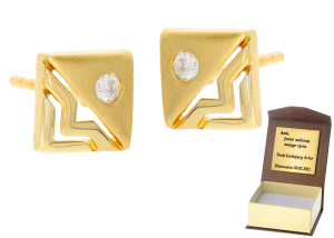 Złote kolczyki z diamentami próby 585 