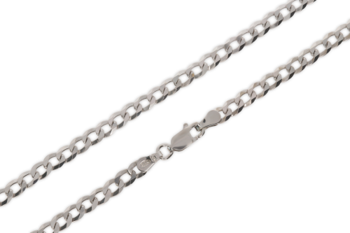 Srebrny łańcuszek rodowany pełny pancerka Próby 925