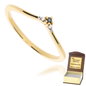 Złoty pierścionek zaręczynowy diament i szafir 585 