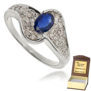 Złoty pierścionek zaręczynowy diament i szafir 585 