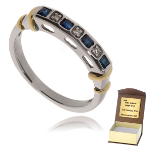 Złoty pierścionek zaręczynowy diament i szafir 585 