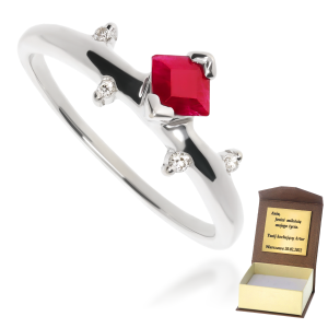 Złoty pierścionek zaręczynowy diament i rubin 585 