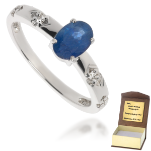 Złoty pierścionek zaręczynowy diament i szafir 585 