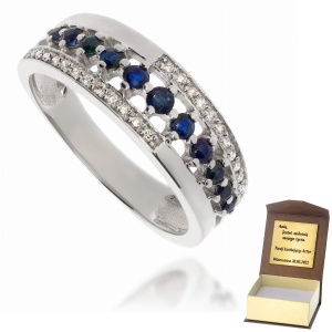 Złoty pierścionek zaręczynowy diament i szafir 585 