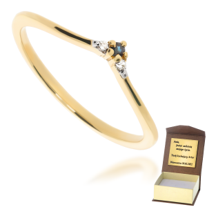 Złoty pierścionek zaręczynowy diament i szafir 585