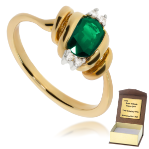 Złoty pierścionek zaręczynowy diament szmaragd 585