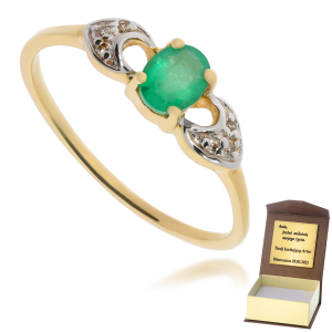 Złoty pierścionek zaręczynowy diament szmaragd 585