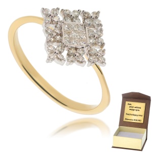 Złoty pierścionek zaręczynowy z diamentami 585