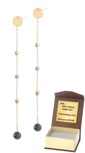 Złote kolczyki wiszące z  kamieni Próby 585 