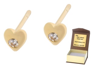Złote kolczyki serce z cyrkoniami Próby 585
