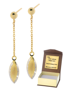 Złote kolczyki wiszące bez kamieni Próby 585 