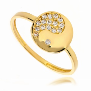 Złoty pierścionek z cyrkonią Próby 585 