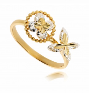 Złoty pierścionek z cyrkonią Próby 585 