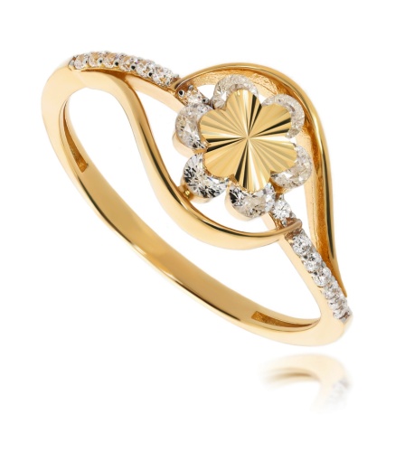 Złoty pierścionek z cyrkonią Próby 585