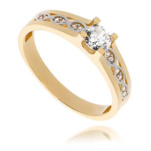 Złoty pierścionek z cyrkonią Próby 585 