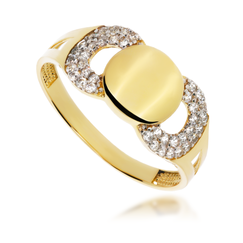 Złoty pierścionek z cyrkonią Próby 585