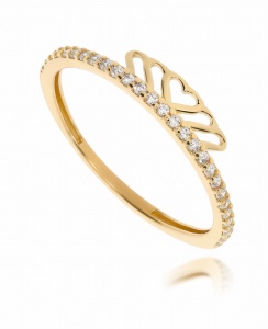 Złoty pierścionek z cyrkonią Próby 585 