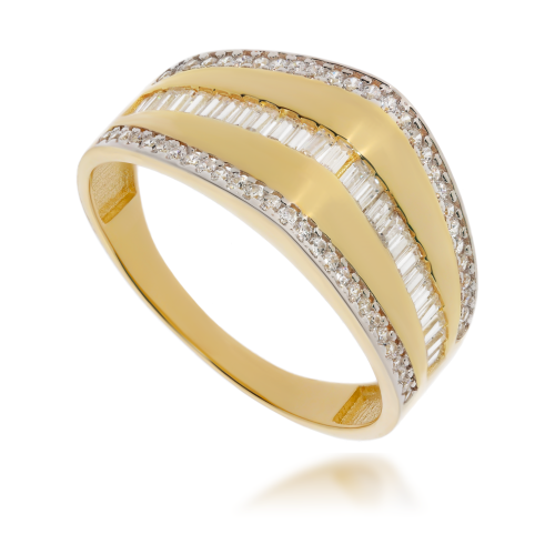 Złoty pierścionek z cyrkonią Próby 585