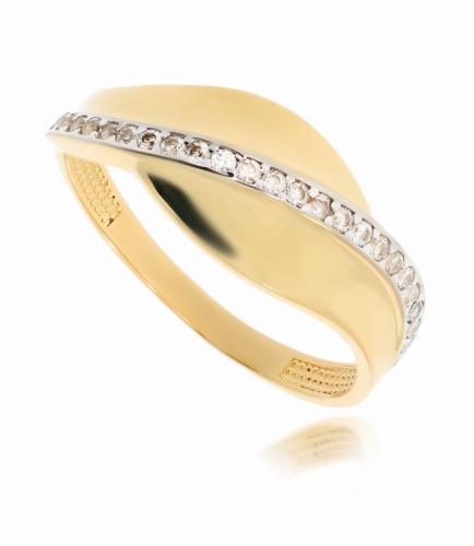 Złoty pierścionek z cyrkonią Próby 585