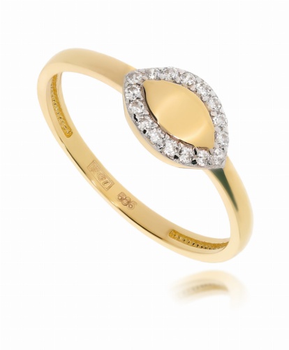 Złoty pierścionek z cyrkonią Próby 585