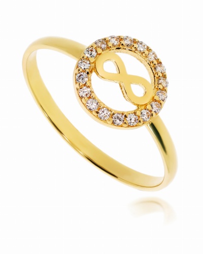 Złoty pierścionek nieskończoność z cyrkonią Próby 585