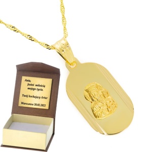 Złoty medalik z wizerunkiem Matka Boska Próby 585