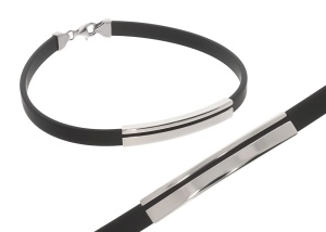 Srebrna bransoletka na kauczukowym pasku Próby 925 