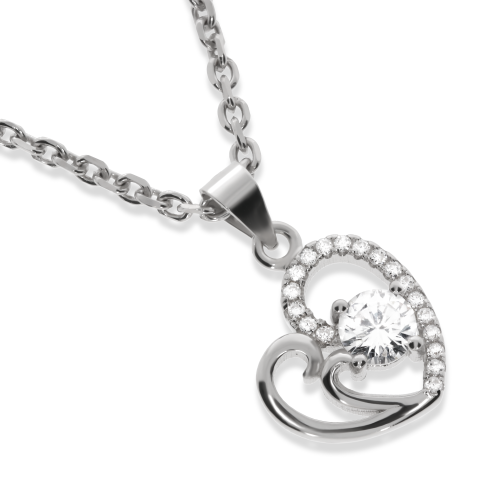 Srebrna zawieszka serce z cyrkoniami Próby 925