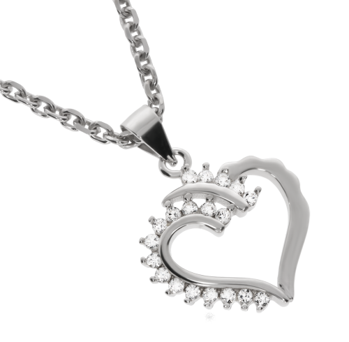 Srebrna zawieszka serce z cyrkoniami Próby 925