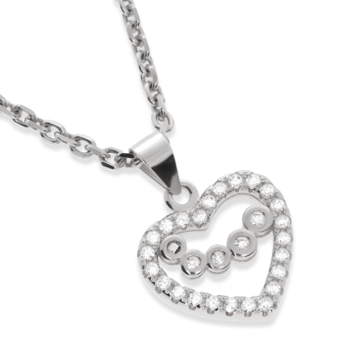 Srebrna zawieszka serce z cyrkoniami Próby 925