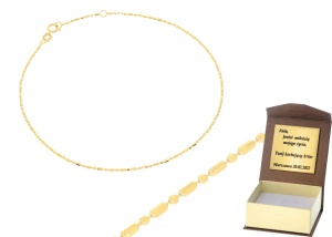 Złota bransoletka na nogę pełna Próby 585