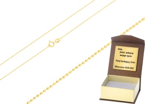 Złoty łańcuszek pusty kulki Próby 585
