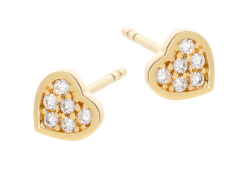 Złote kolczyki serce z cyrkoniami Próby 585
