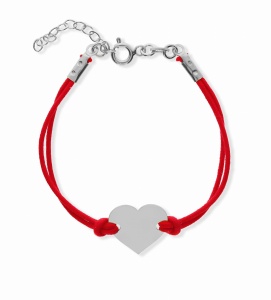Srebrna bransoletka czerwony sznurek serce Próby 925 