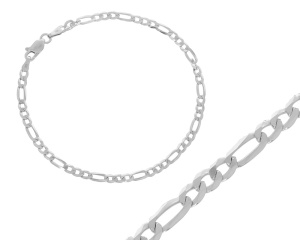 Srebrna bransoletka figaro rodowana pełna pr.925